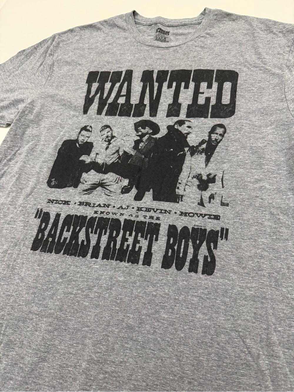 Vintage Inspired Backstreet Boys "Wanted" Graphic Tee - Gray - Large